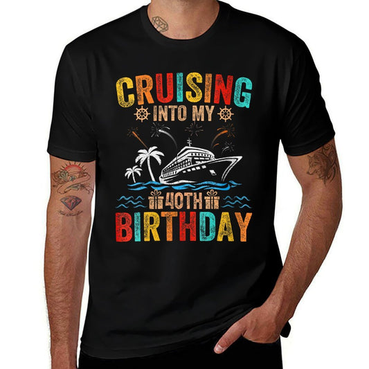 Womens Cruising Into My 40th Birthday Family Cruise 40 Birthday  Oversized Silhouette T-Shirt