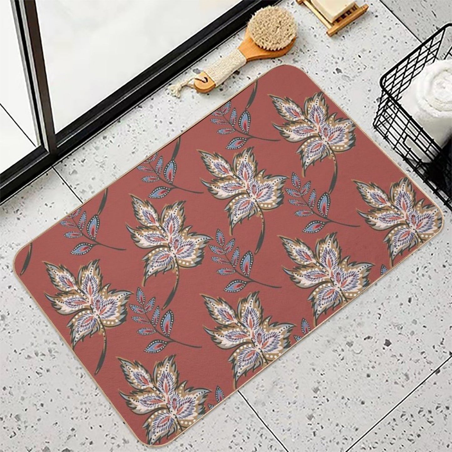 Floral Pattern Of Warm Earth Tones Multi-Purpose Bath Mat