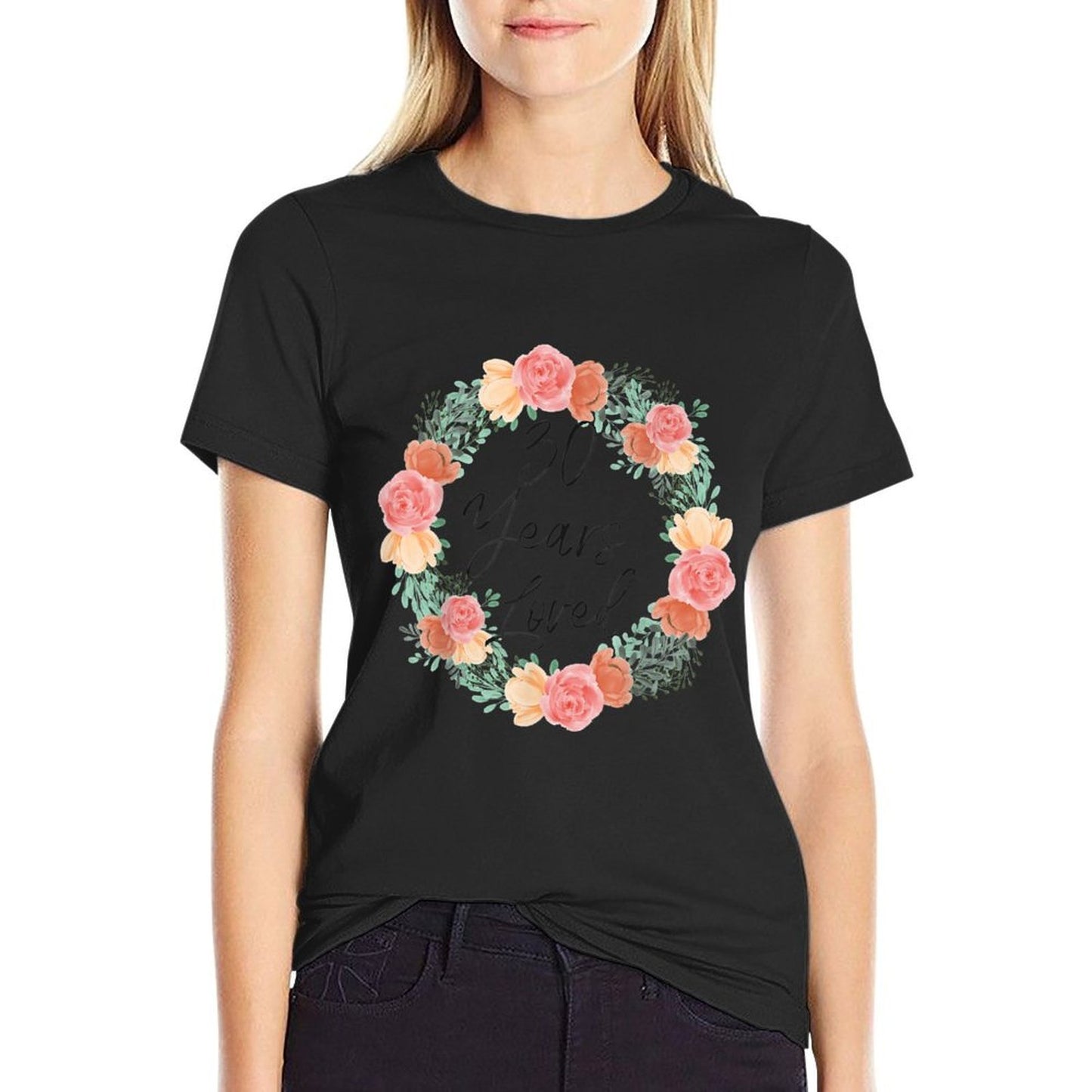30 Years Loved Men Women 30 Years Old Florals 30th Birthday Trendy Pattern T-Shirt