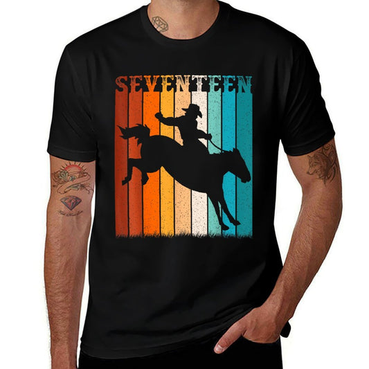 17 Year Old Cowboy 17th Birthday Party Western Rodeo Horse  Tagless Design T-Shirt