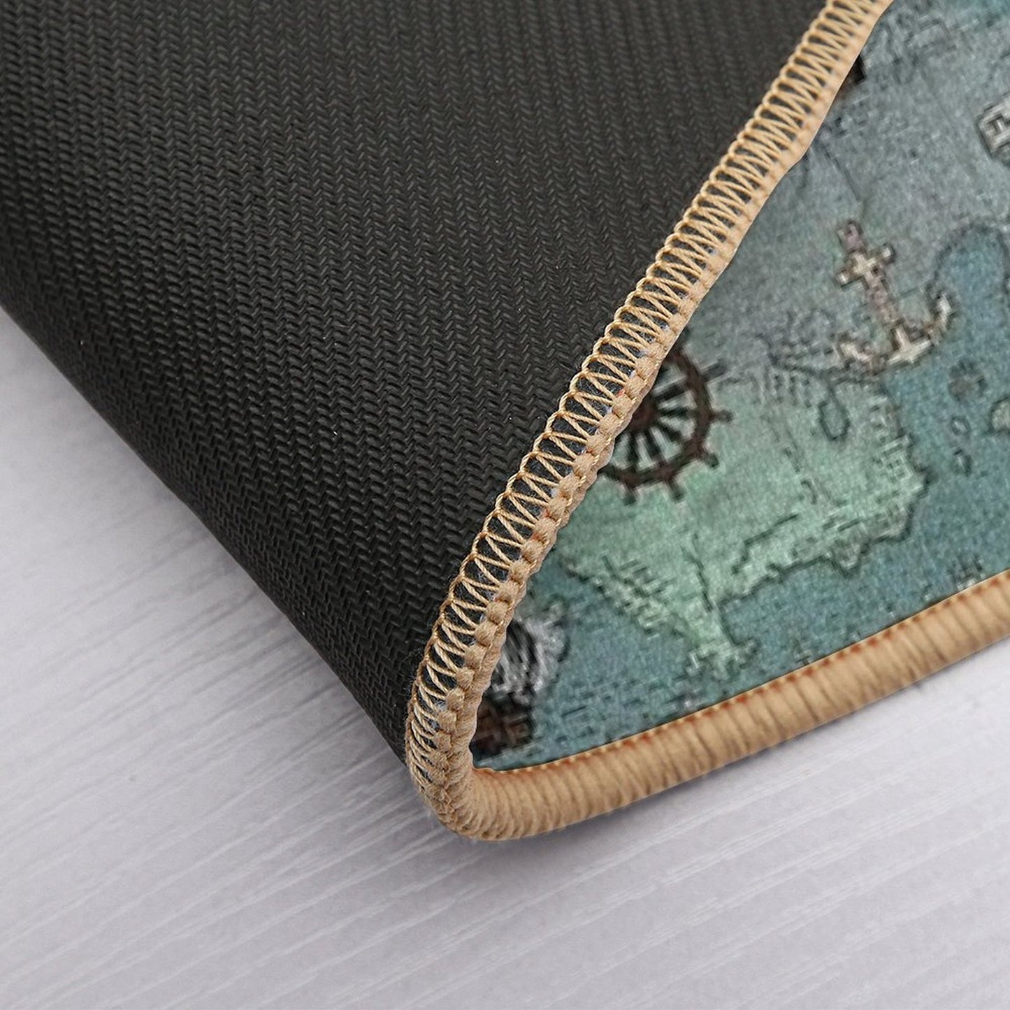 Pirate Map Nautical Sea Print Ocean Blue & Sea Glass Green Versatile Bath Mat