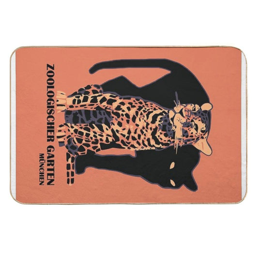 Retro Vintage Munich Zoo Big Cats  Slip-Resistant Bath Mat