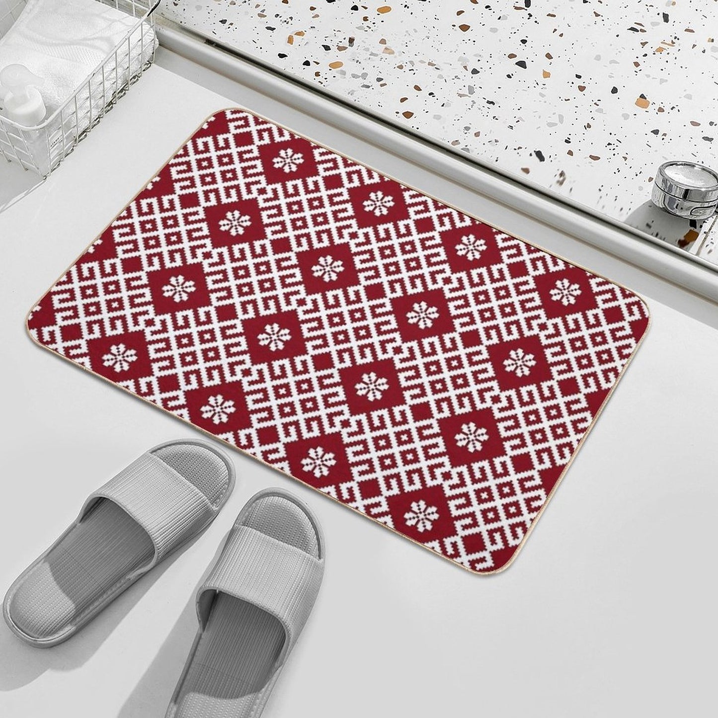 Latvian Traditional Pattern Toxin-Free Bath Mat
