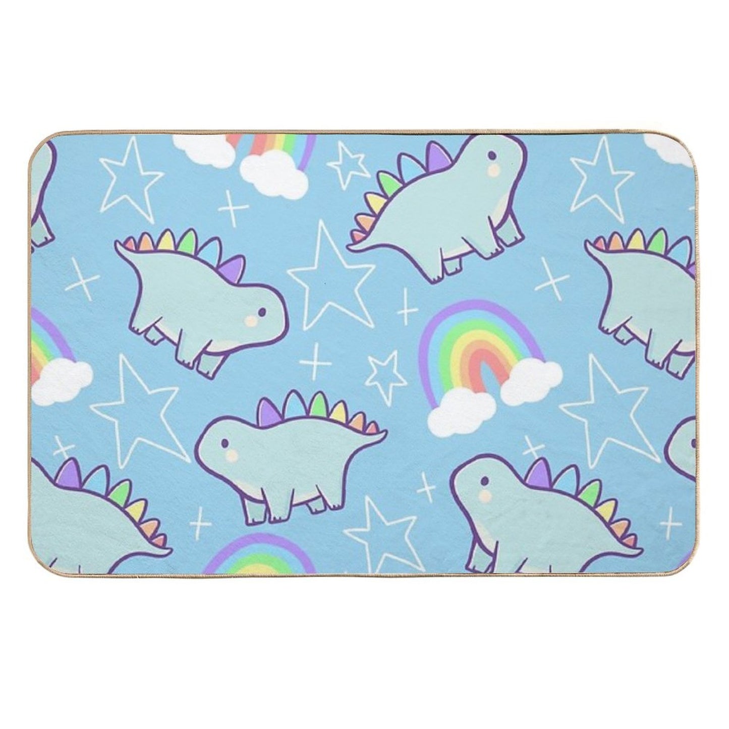 Rainbow Dino Easy Maintenance Bath Mat