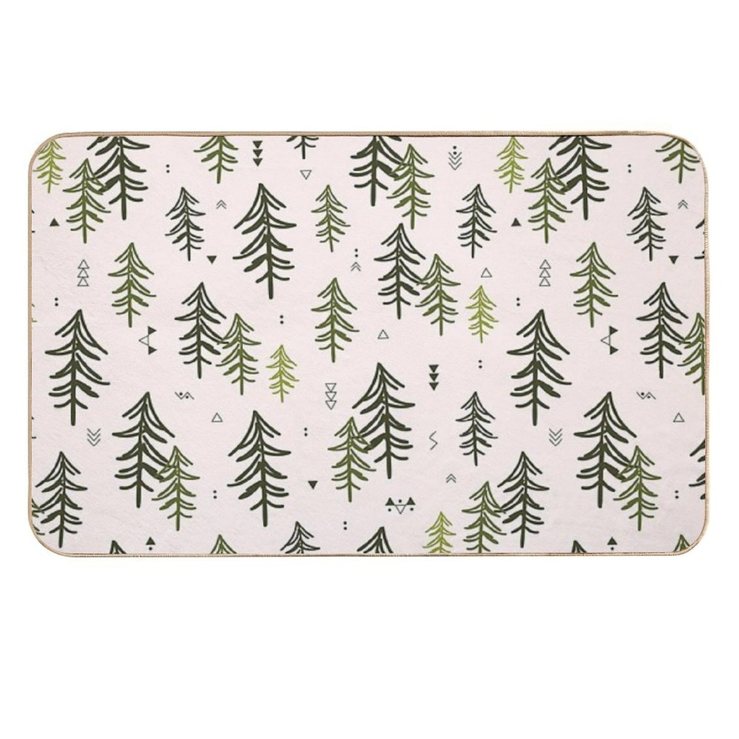 Doodled Fir Trees Pattern Durable Bath Mat