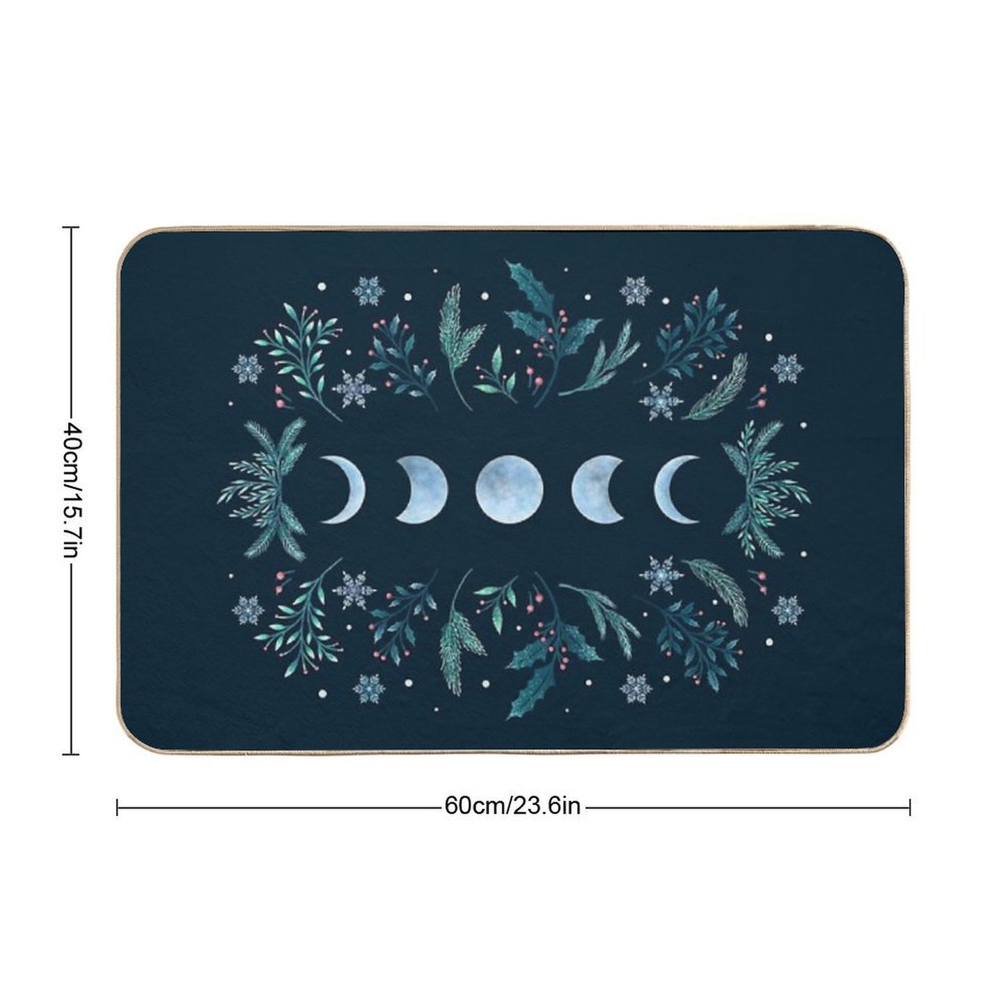 Moonlit Garden-Teal Snow Dirt-Trapping Bath Mat