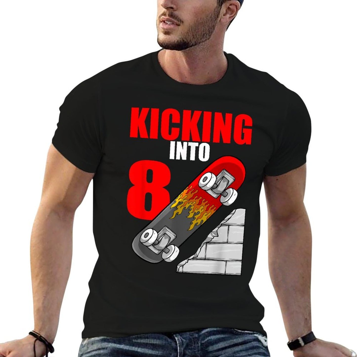 Skateboard Birthday For Boys 8th Birthday Skater Polyester Blend T-Shirt
