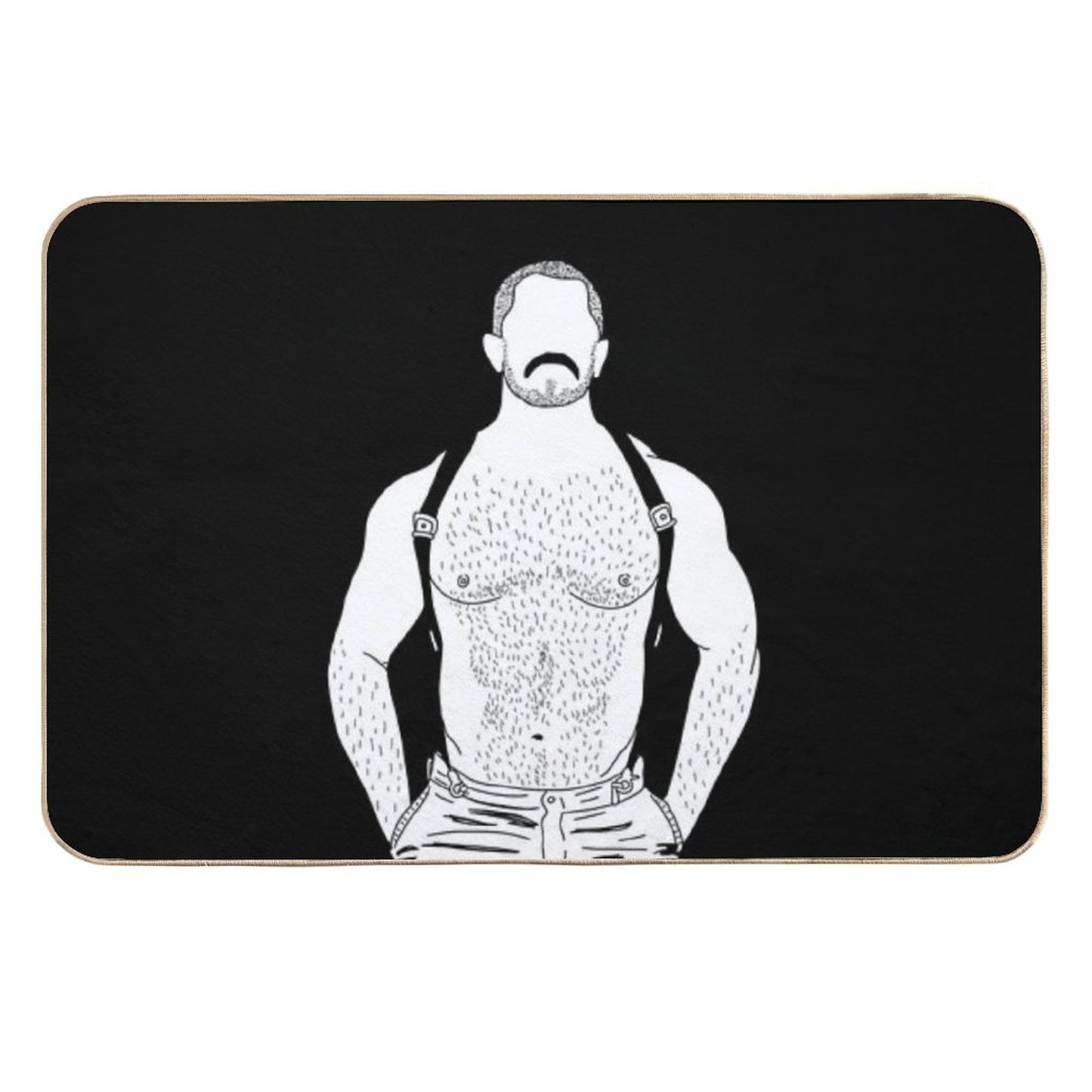 Gay Muscle Bear with Suspenders Toxin-Free Bath Mat