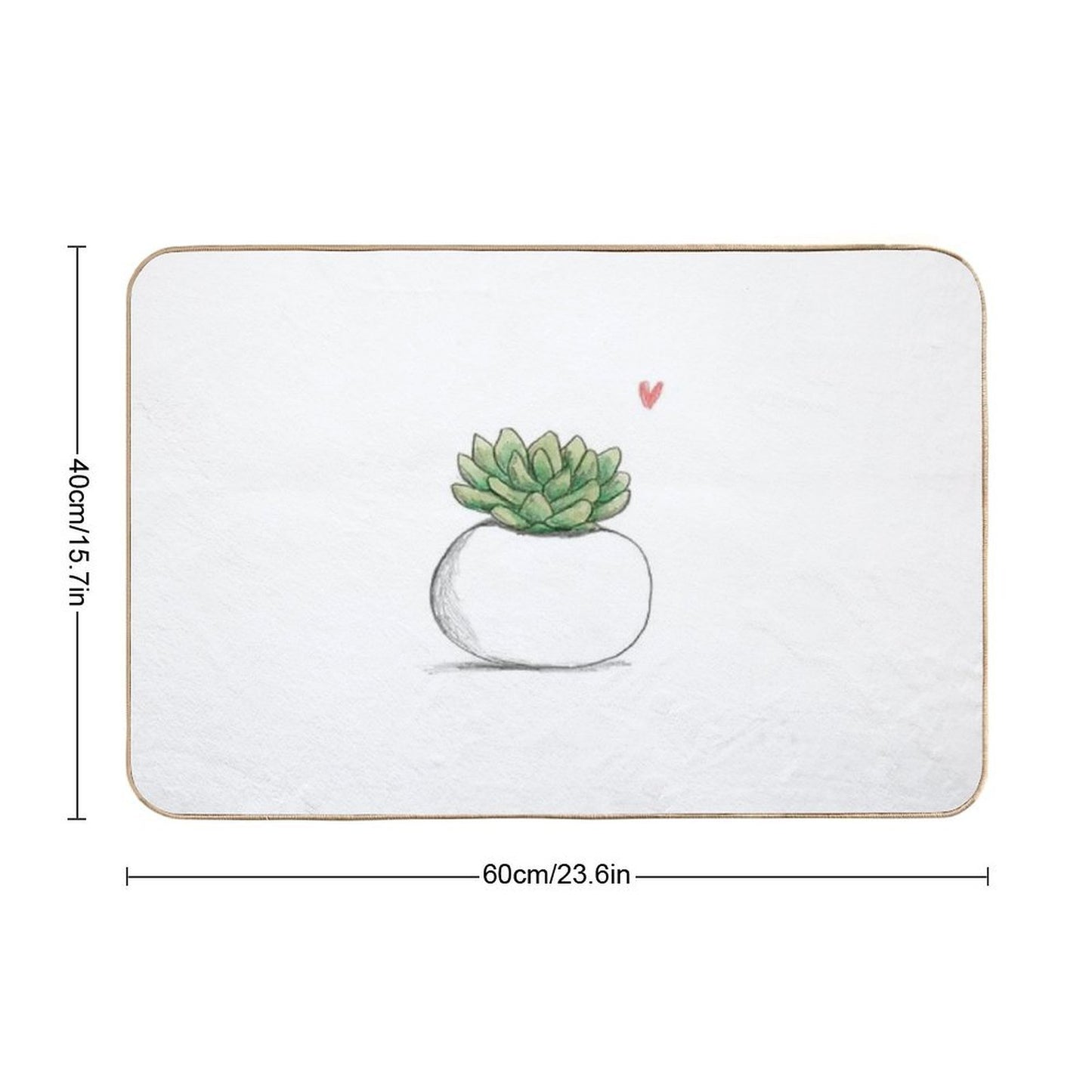 Succulent in Plump White Planter Slip-Resistant Bath Mat