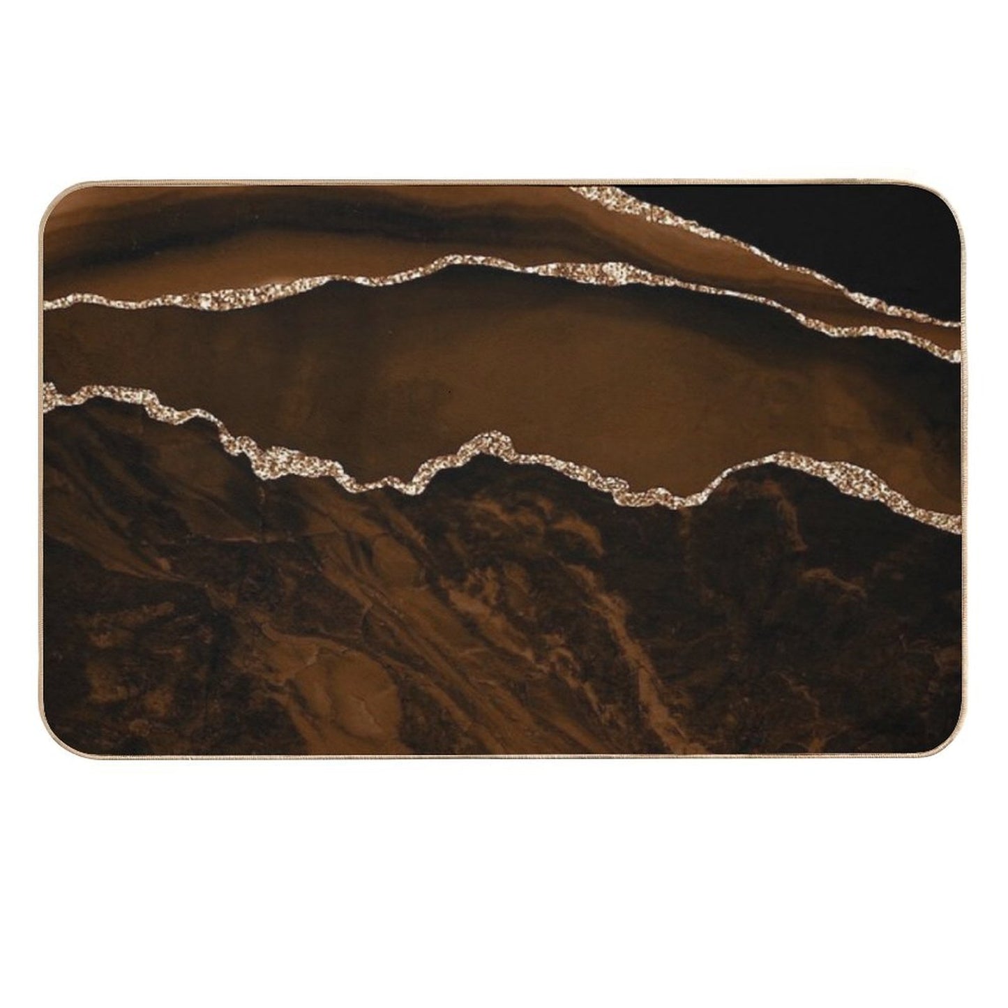 Abstract Brown & Gold Modern Geode Agate Design Repositionable Bath Mat