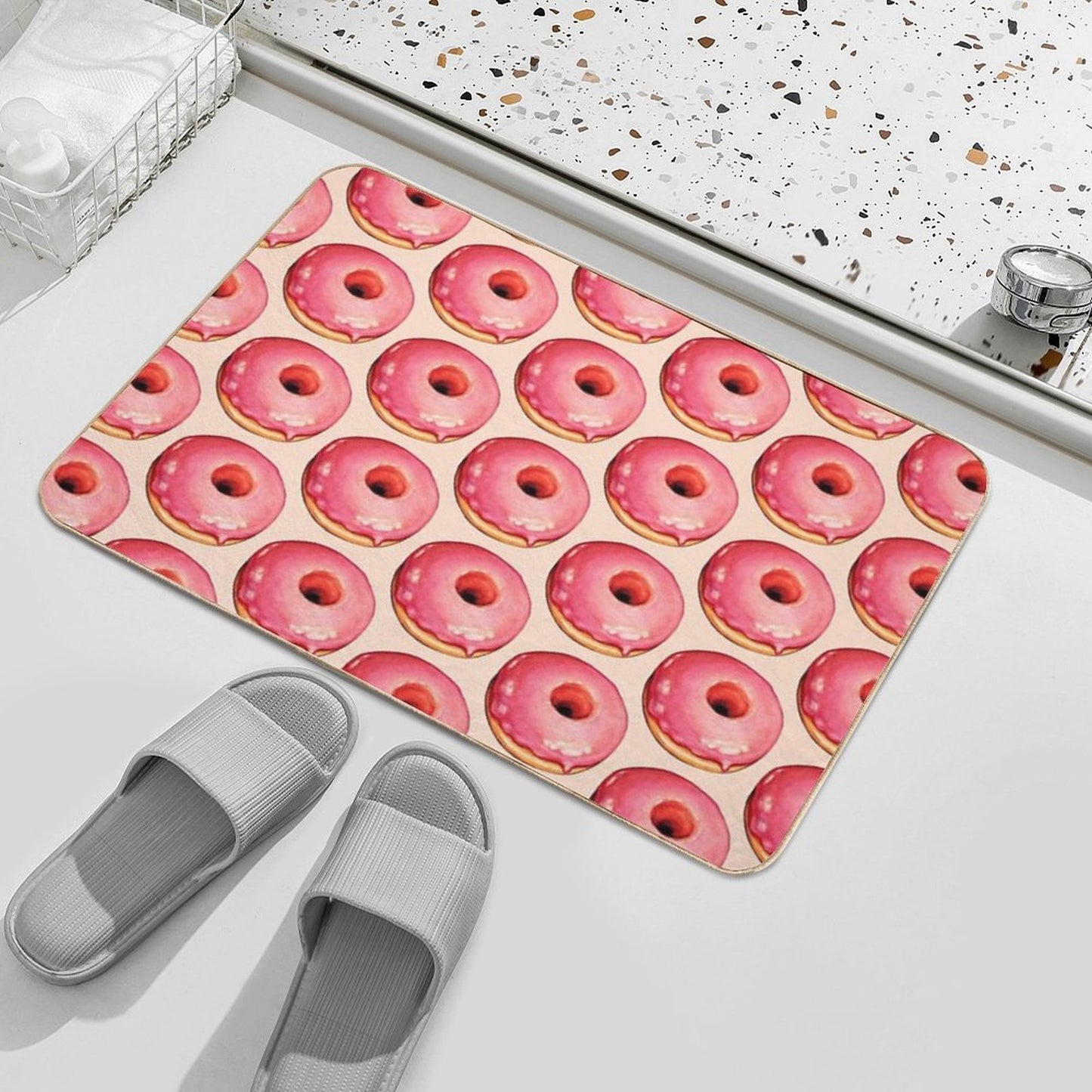 Strawberry Donut Pattern Easy To Clean Bath Mat