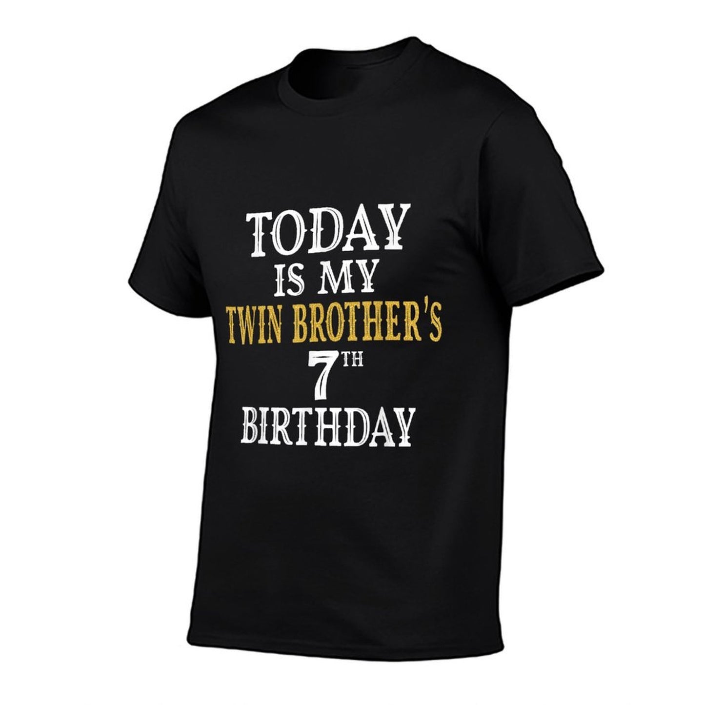Today Is My Twin Brother's 7th Birthday Party 7 Years Old Ribbed Collar T-Shirt