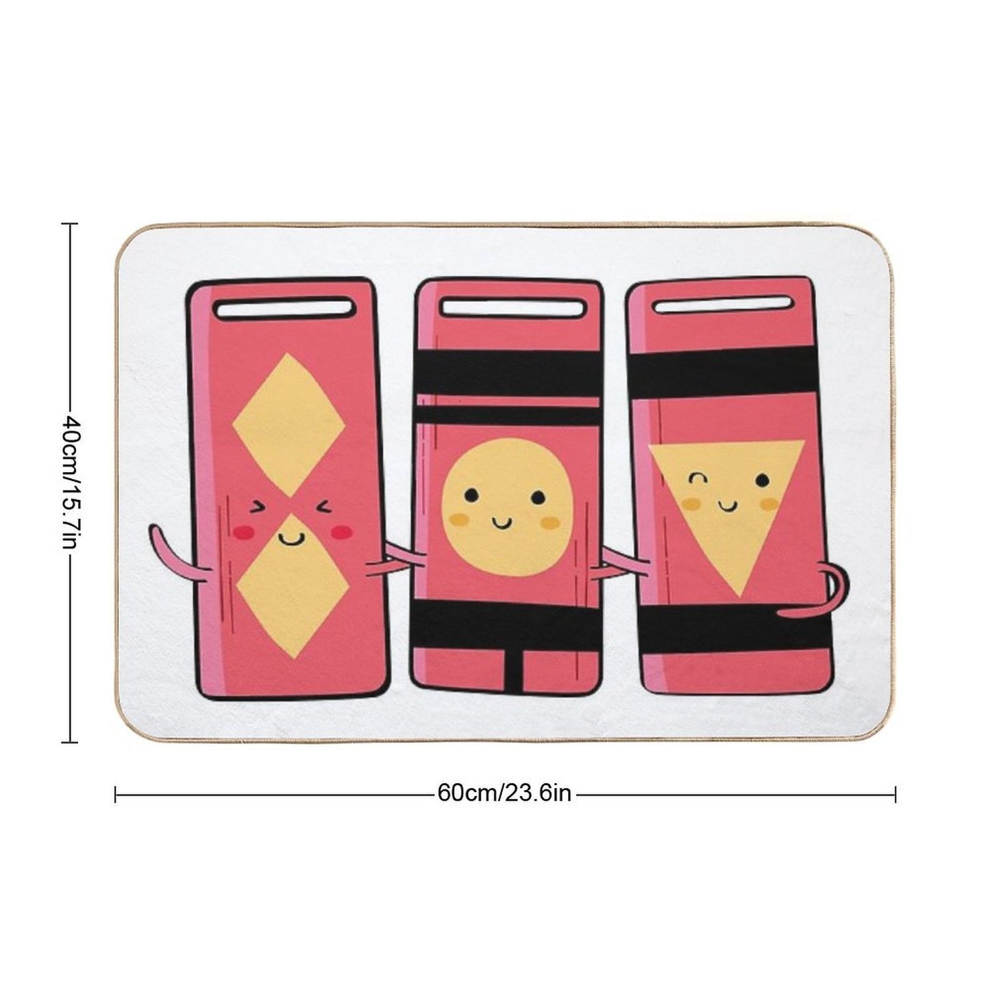 Cute Three Bath Token Illustration Dirt-Trapping Bath Mat
