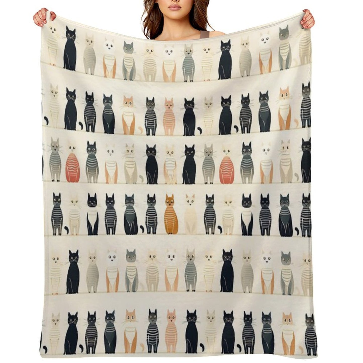 Adorable Cat Artistry Seamless Pattern Travel-friendly Throw Blanket