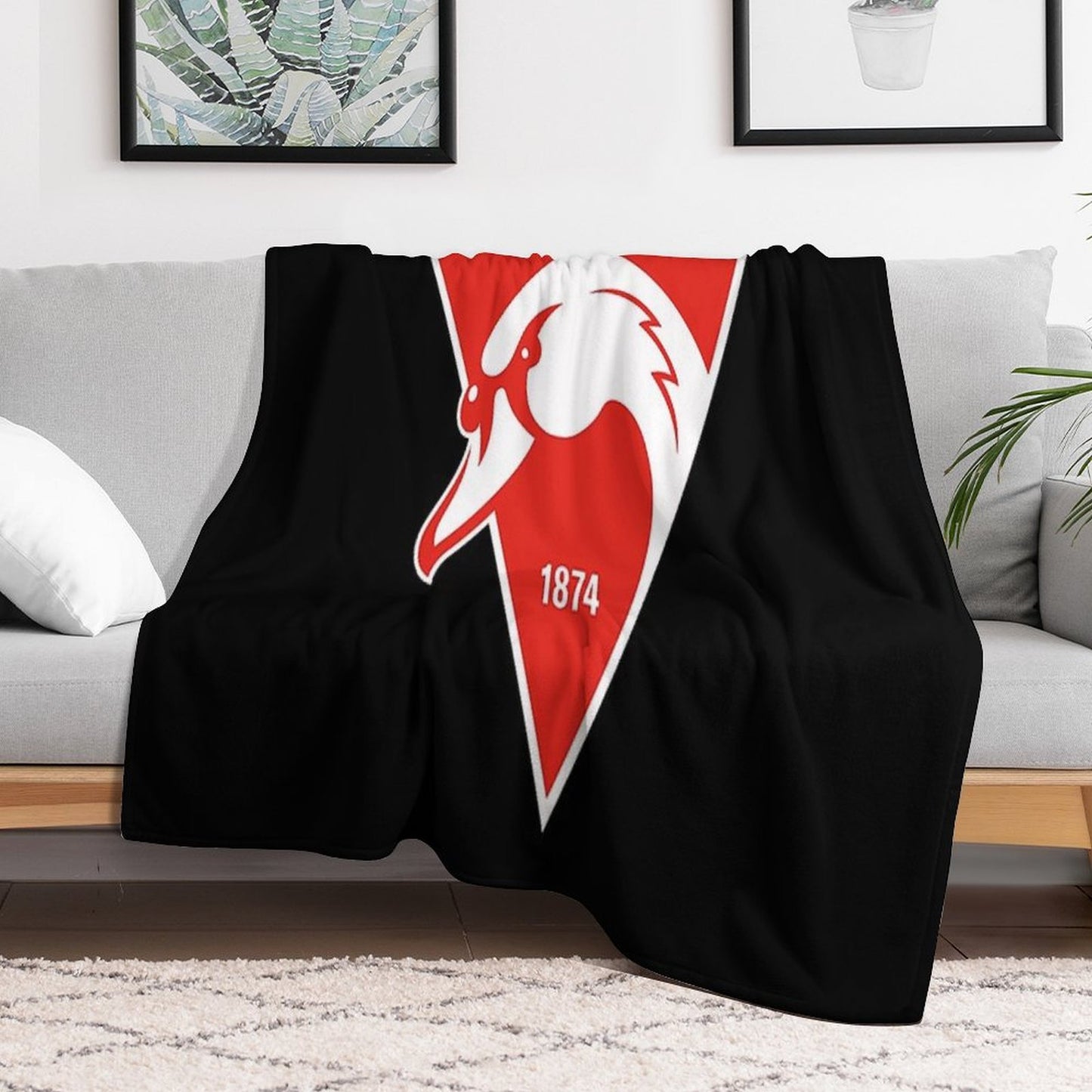Sydney The Bloods Swans Haughty Swannies-Logo Plush Throw Blanket