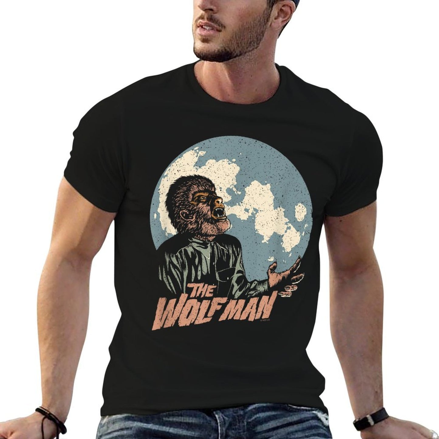 Universal Monsters Wolfman Moon Heathered Texture T-Shirt