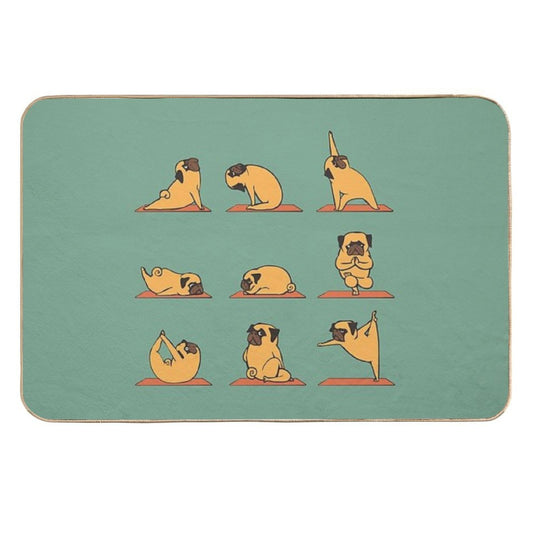 Pug Yoga  Stain-Proof Bath Mat