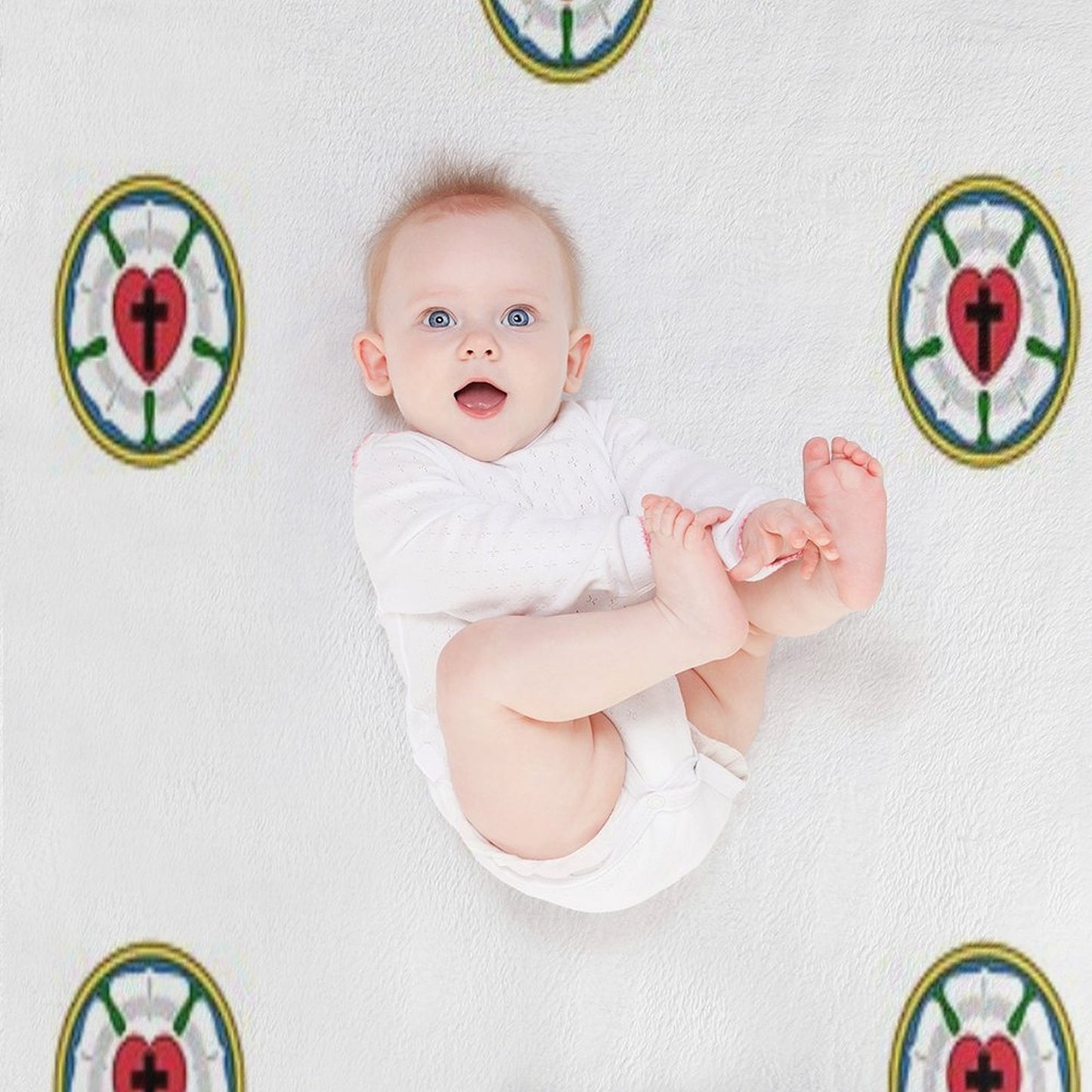 Lutheran Church Rose Heart Cross Logo Gift-ready Throw Blanket