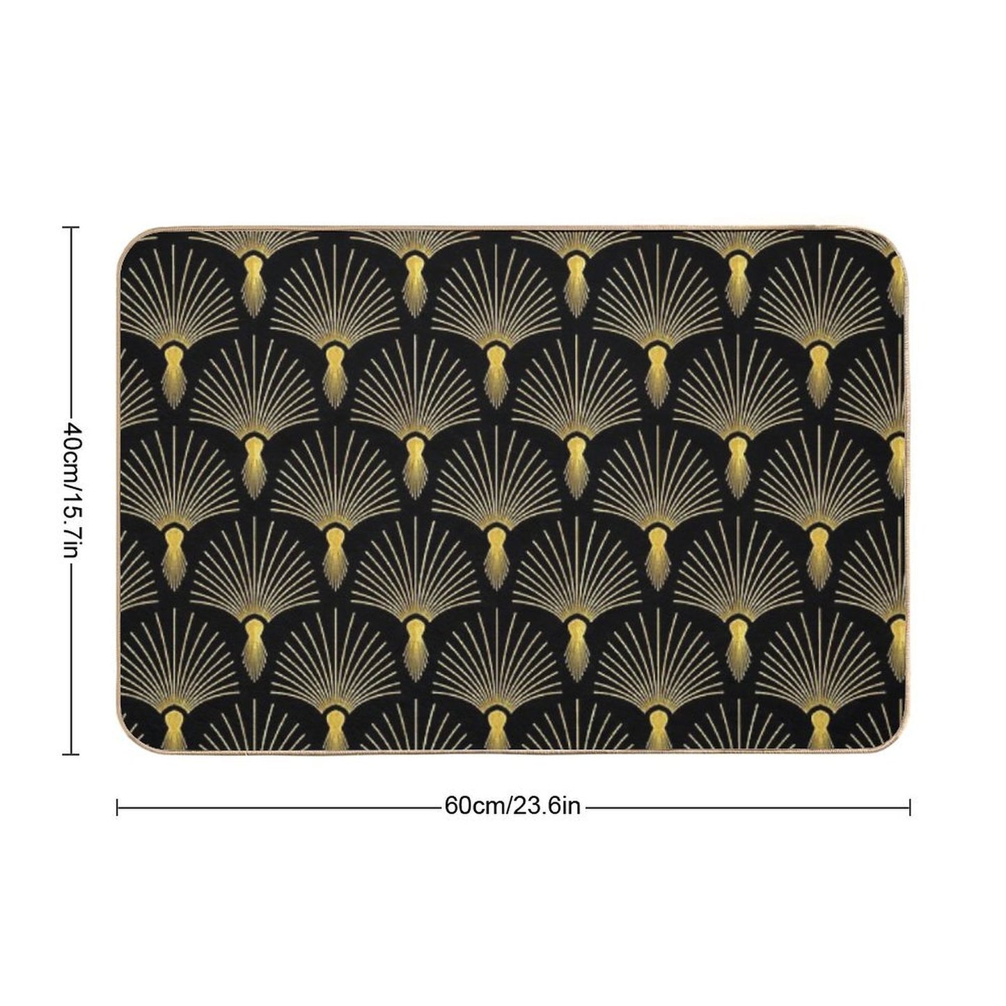 Vintage Hollywood Elegant Golden And Black Art Deco Pet-Safe Bath Mat