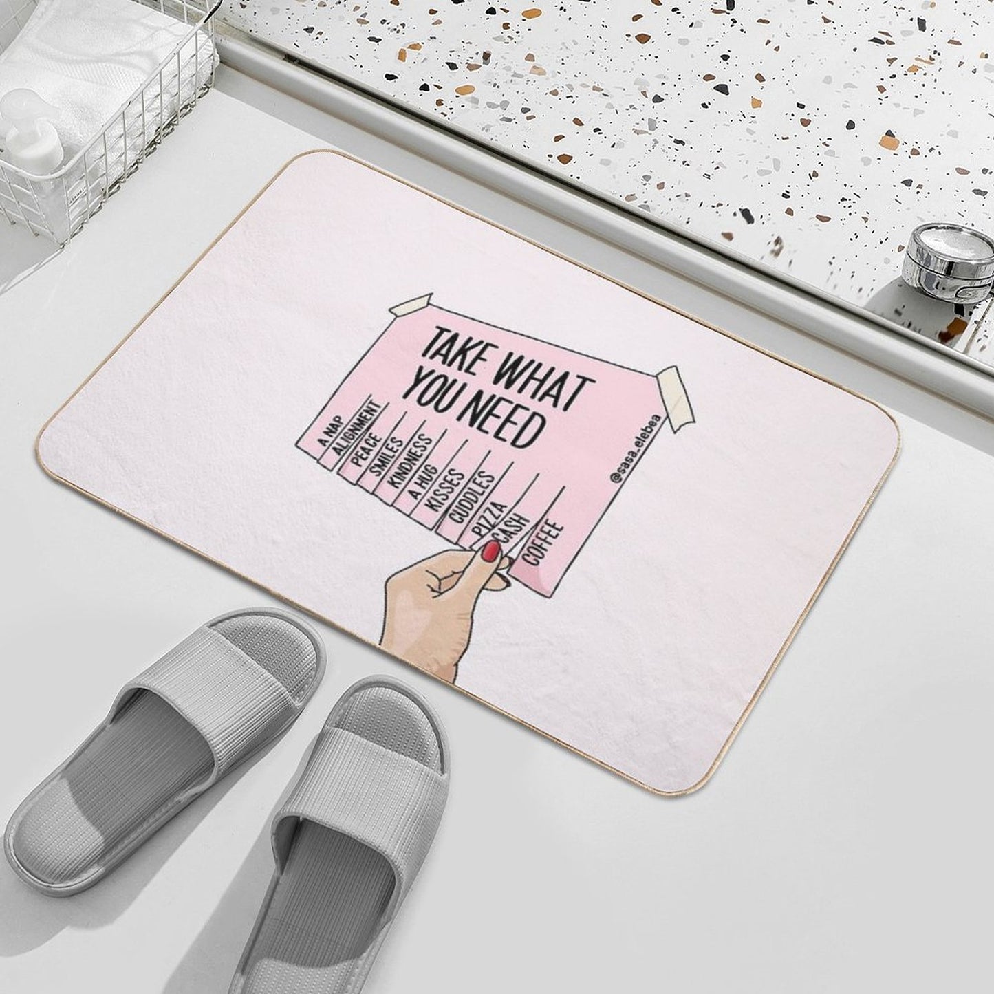 Take What You Need by Sasa Elebea Pet-Safe Bath Mat
