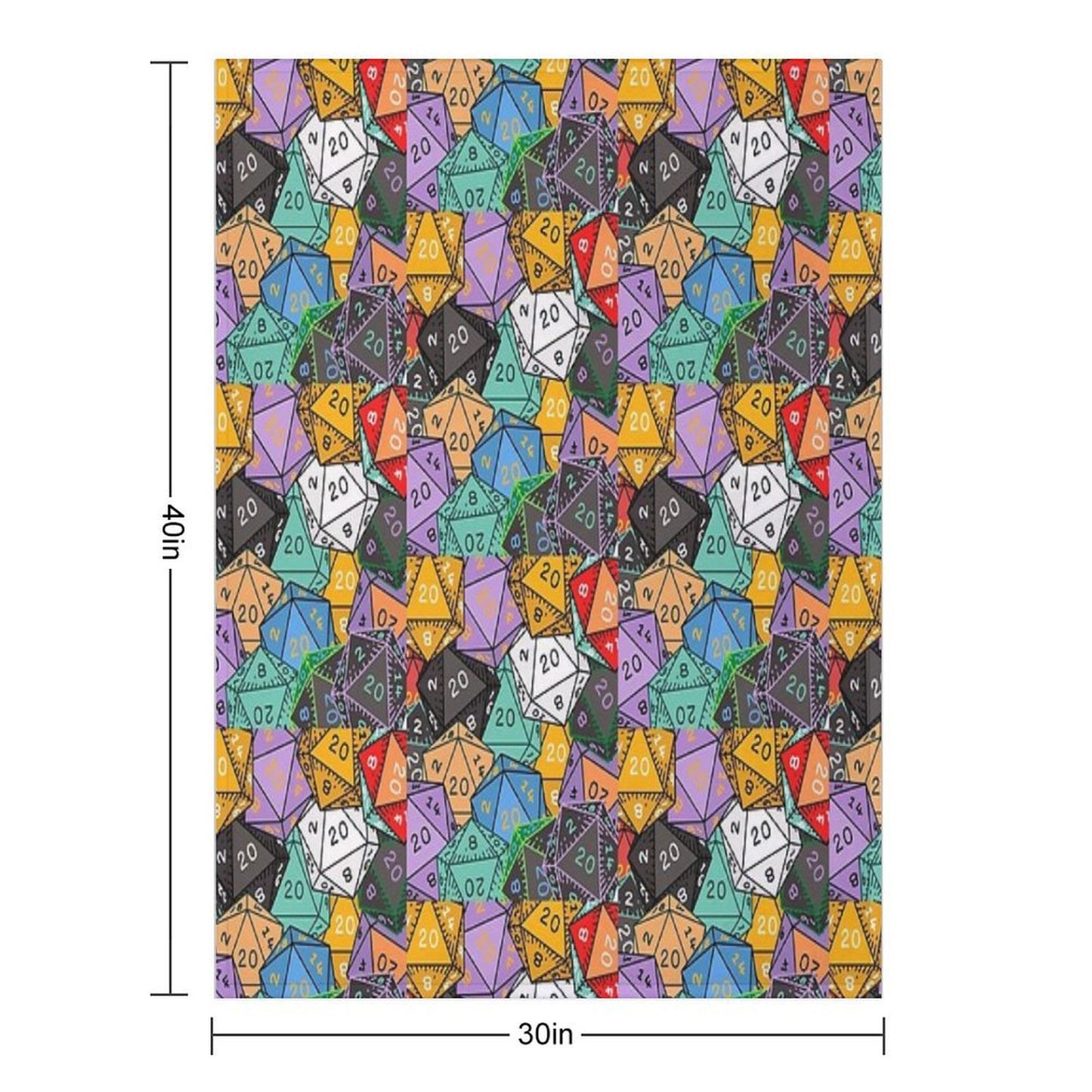 Polyhedral Paradise Vibrant D20 Dice Pattern Multi-functional Throw Blanket