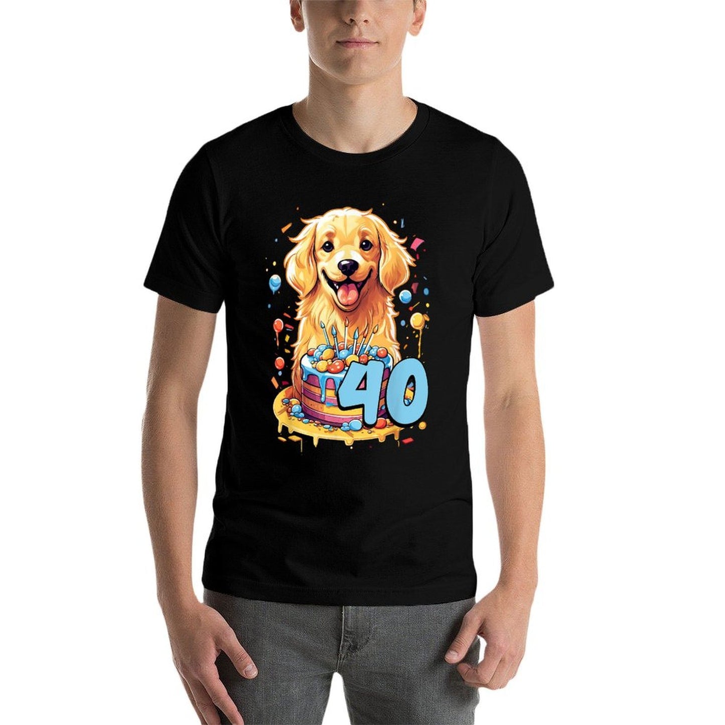Golden Retriever Dog 40th Birthday Themed Party 40 Relaxed-fit T-Shirt
