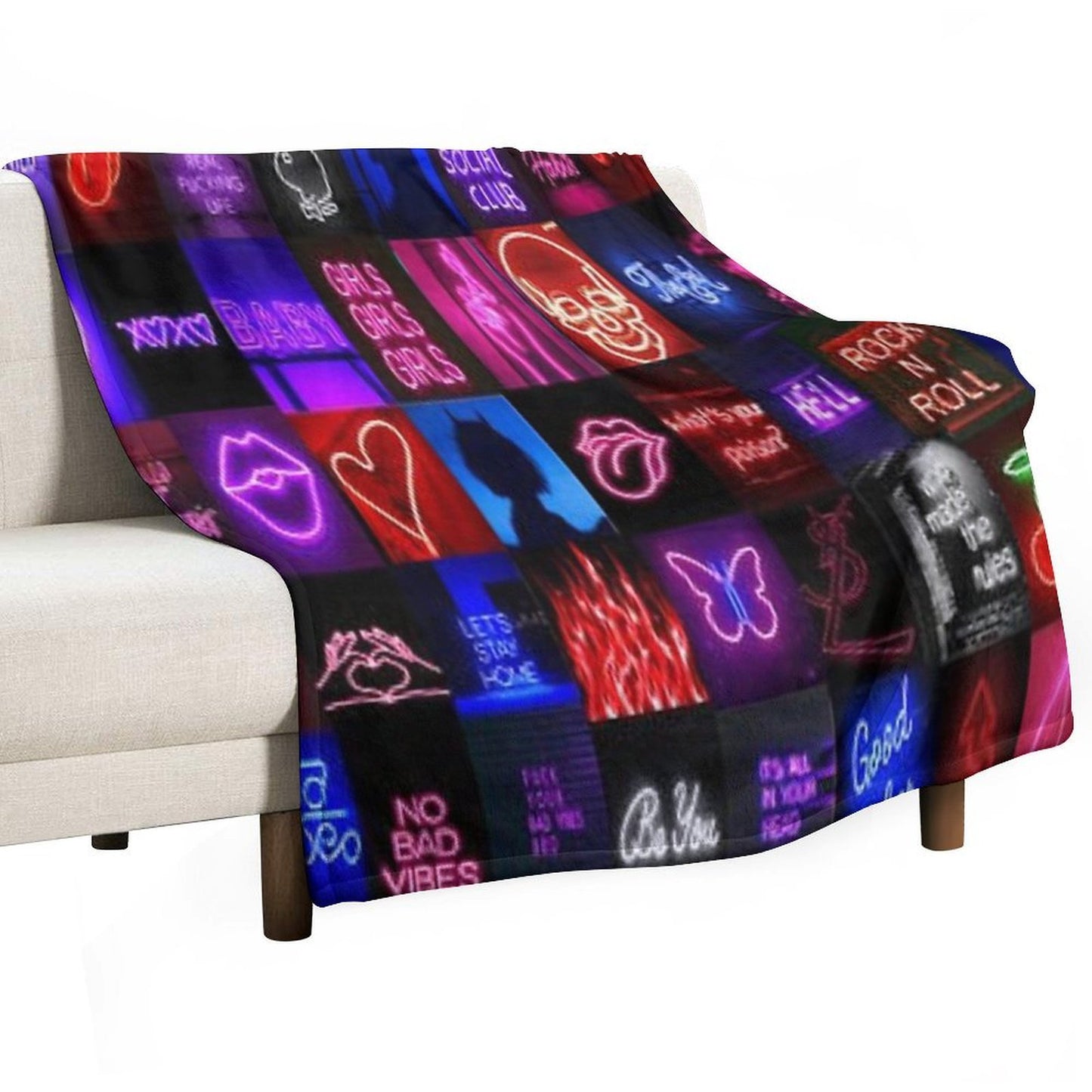 Rainbow Neon Collage Durable Throw Blanket