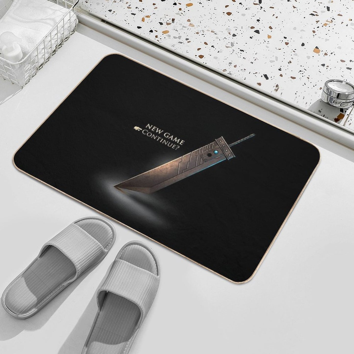 Cloud Strife Sword Final Fantasy VII New Game Sephiroth Retro Gamer Fade-Resistant Bath Mat
