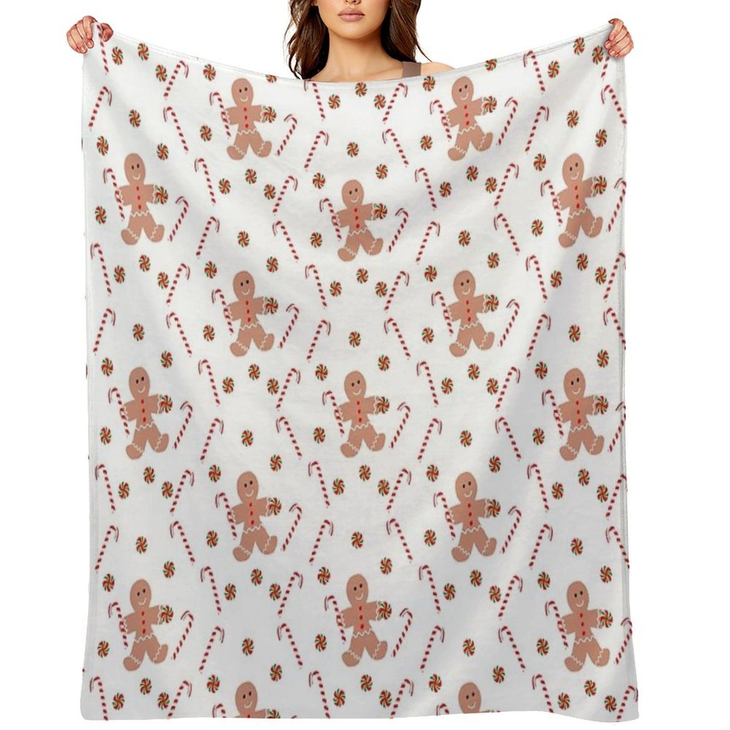 Gingerbread Man with Christmas Candy All-season Throw Blanket