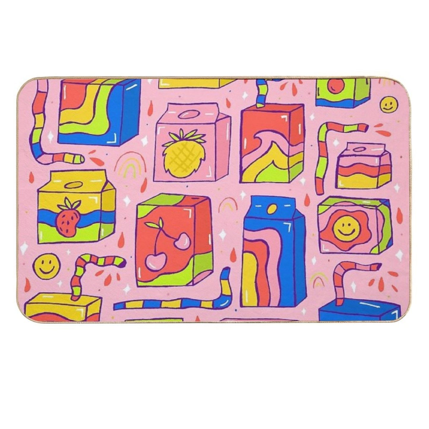 Juice Box Print Long-Lasting Bath Mat