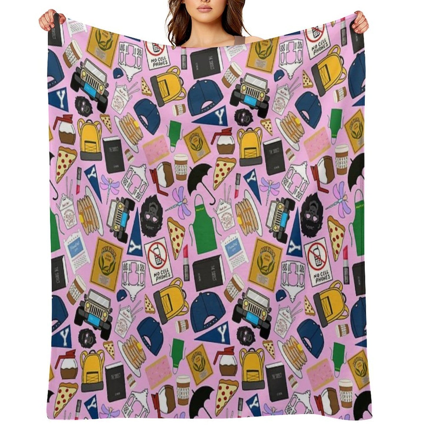 Ultimate Fan Pattern Icons All Over Print Pink Pack Sustainable Throw Blanket
