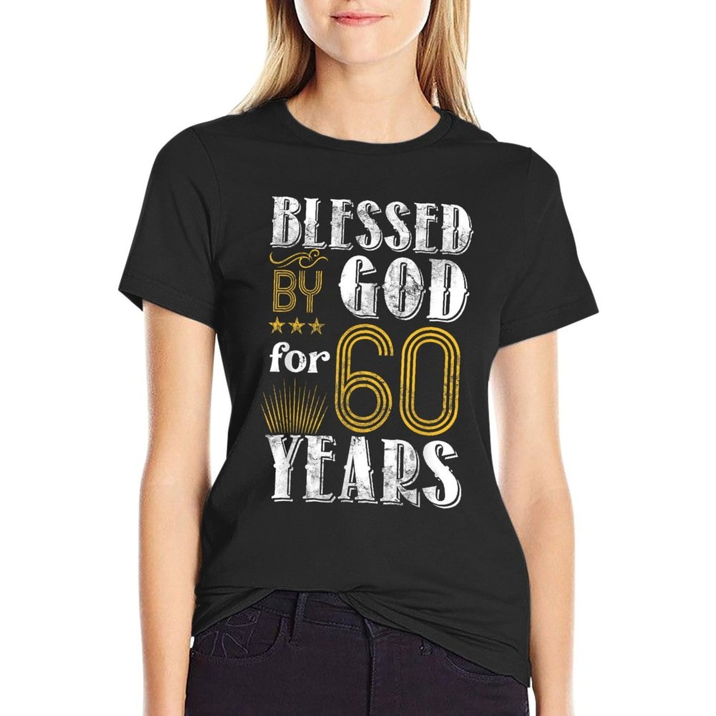 Vintage Blessed by God for 60 Year Old Birthday 60th Stretchy T-Shirt