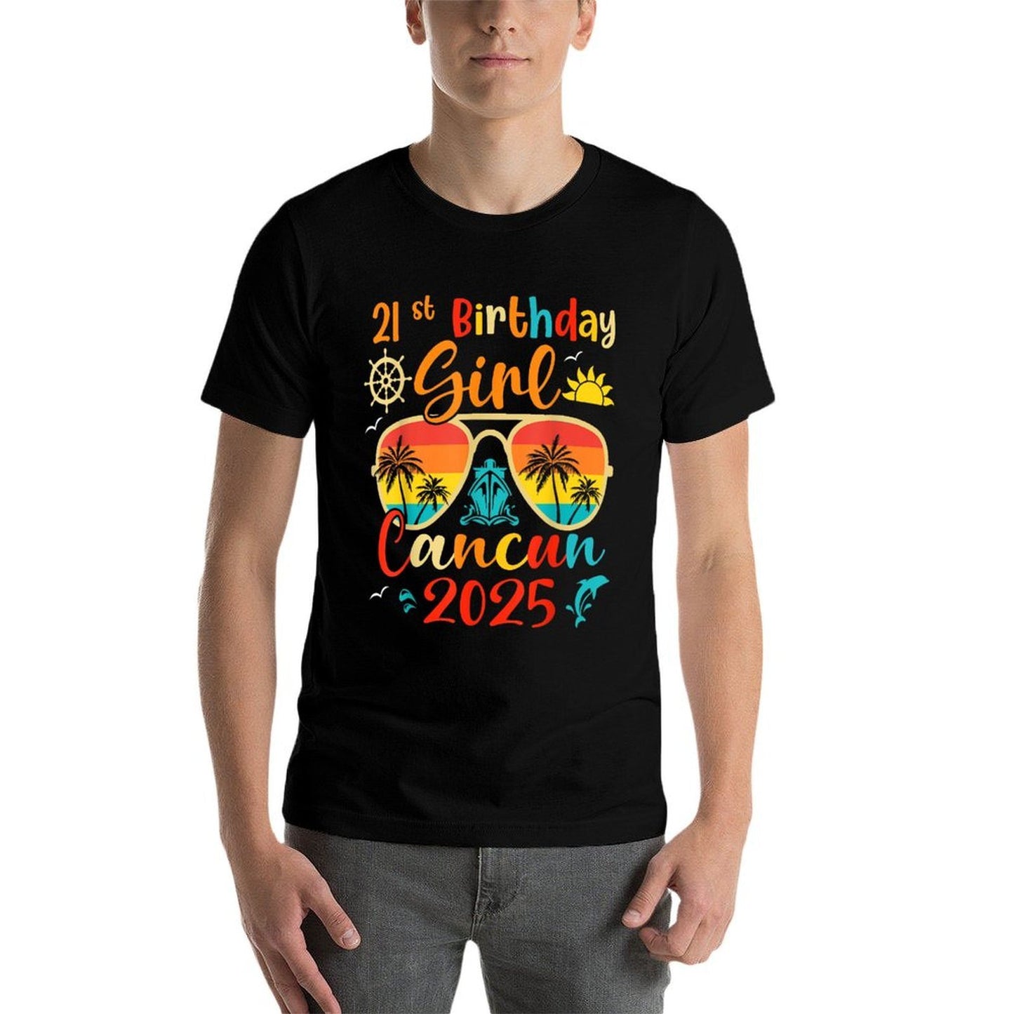 Vintage 21st Birthday Girls Cancun 2025 Beach Vacation Trip Soft T-Shirt