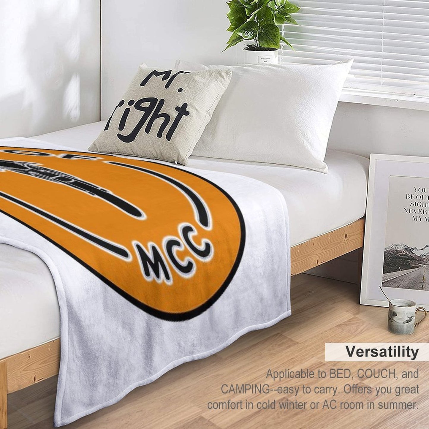 WycheproofMCC Black on Orange Sustainable Throw Blanket
