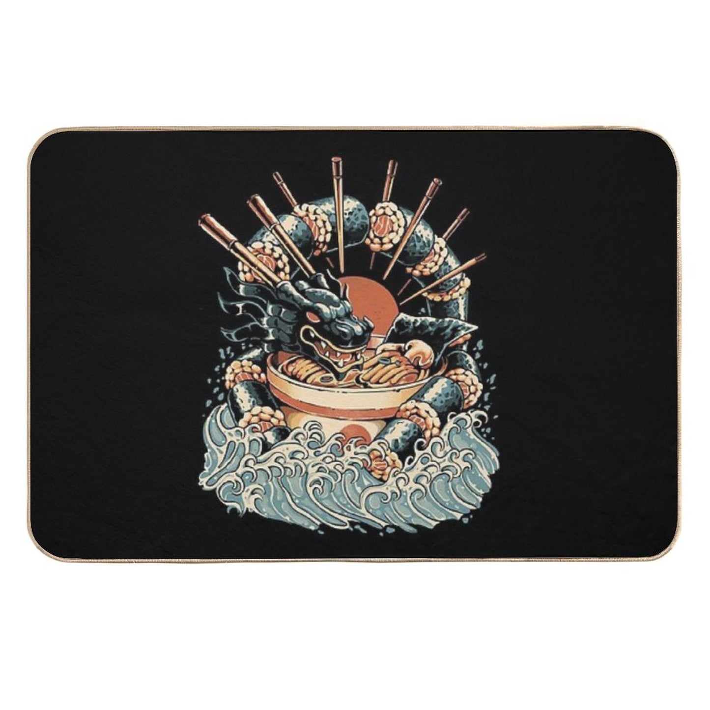 Dragon Sushi Ramen - Black Version Easy To Clean Bath Mat