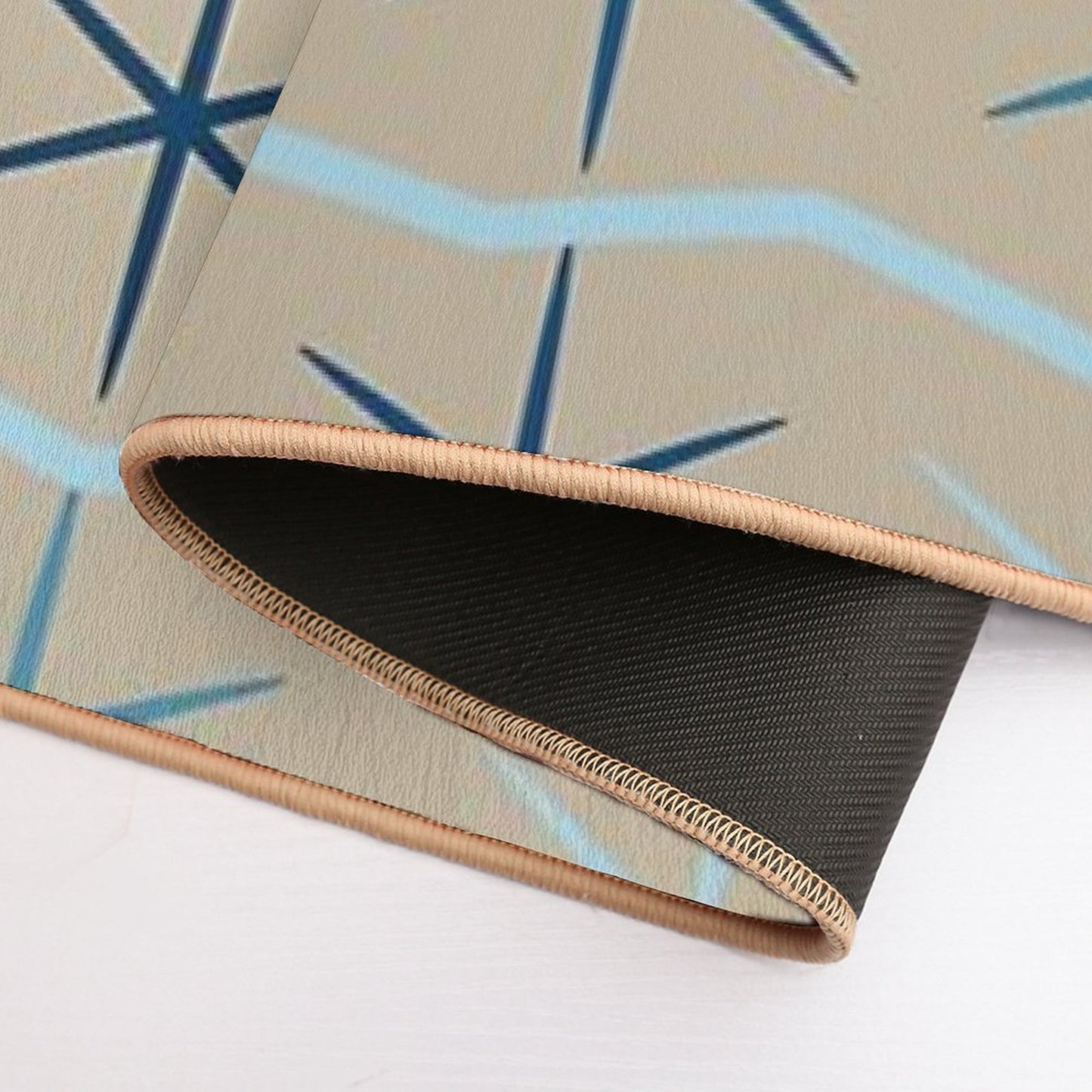 Serenity Waves Minimalist Geometric Blues Repositionable Bath Mat