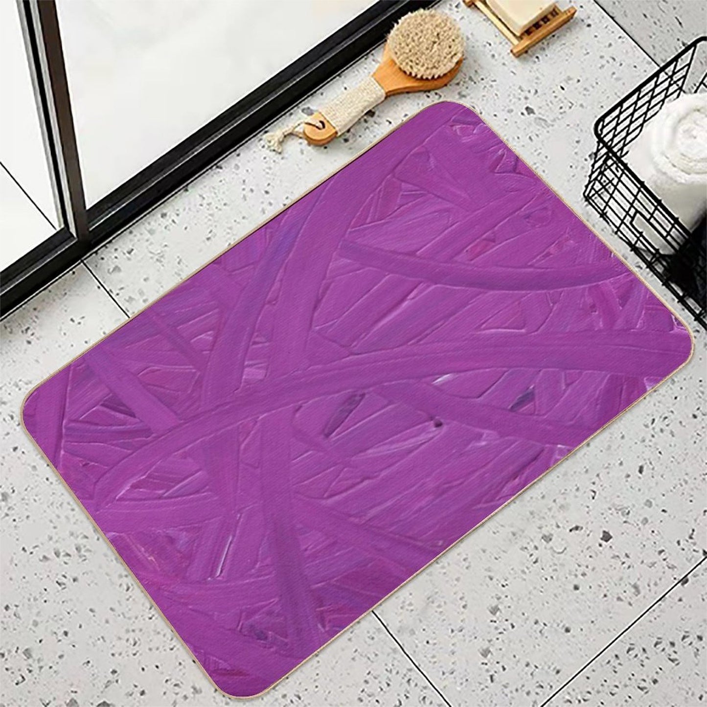 Magenta Arcs Fade-Resistant Bath Mat