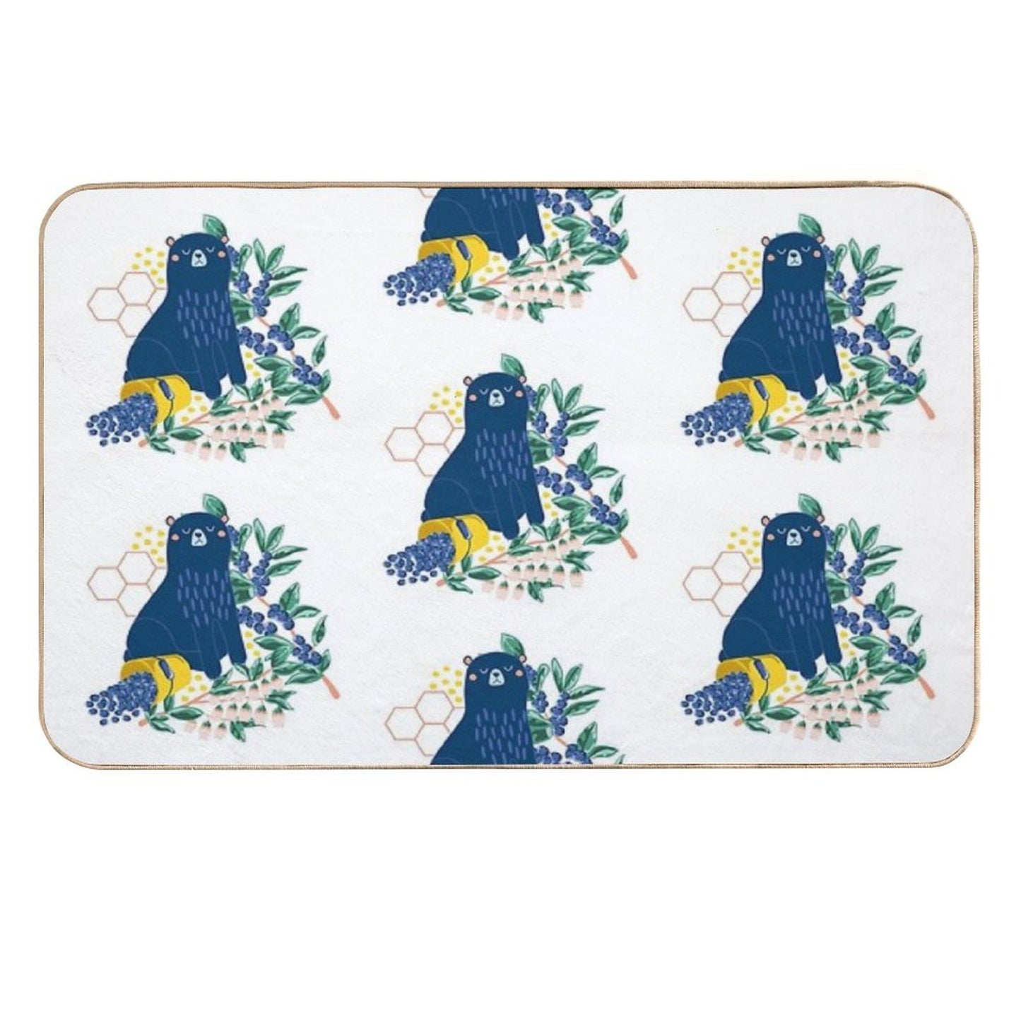 A Naughty Bear Eats Blueberries Repositionable Bath Mat