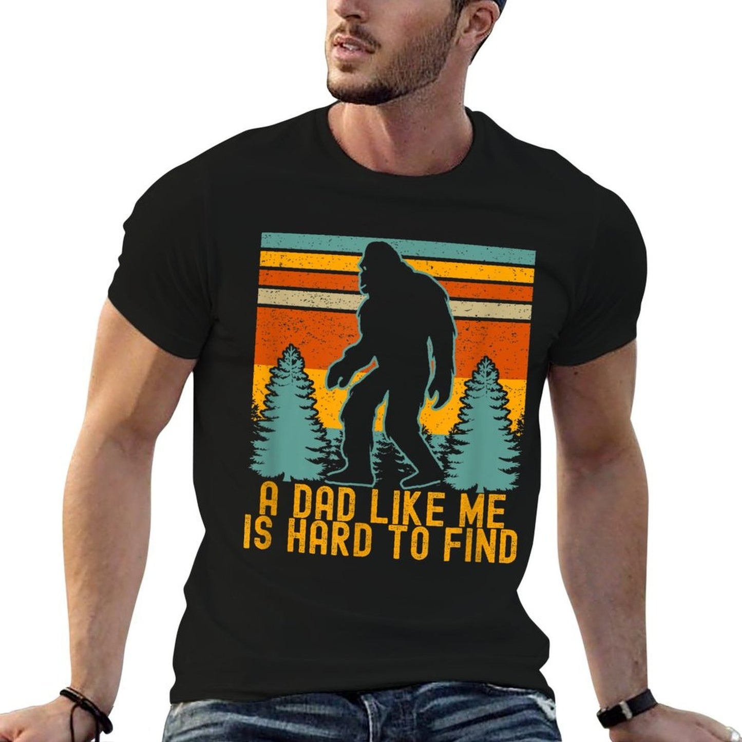 Bigfoot A Dad Like Me Is Hard To Find Funny Dad Heathered Texture T-Shirt