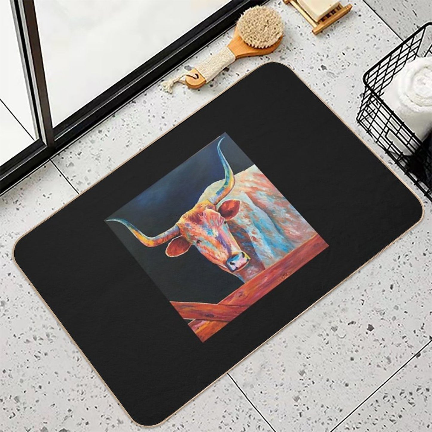 The Texas Long Horn, in All His Colorful Beauty Versatile Bath Mat