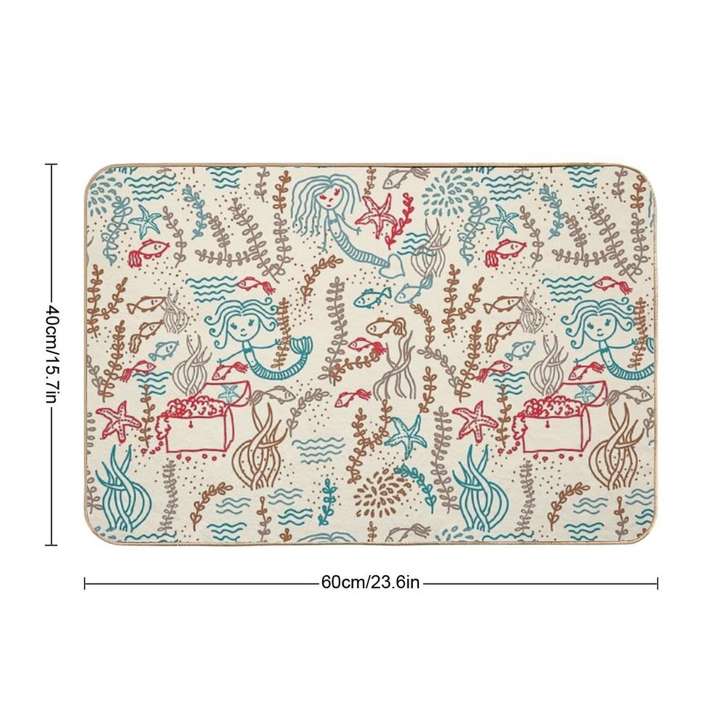 Cute Mermaids Pattern Dirt-Trapping Bath Mat