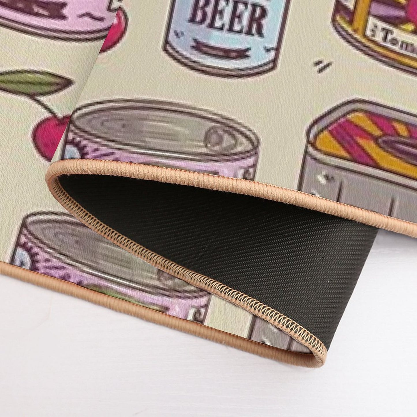 Vintage Canned Goods Pattern Pet-Safe Bath Mat