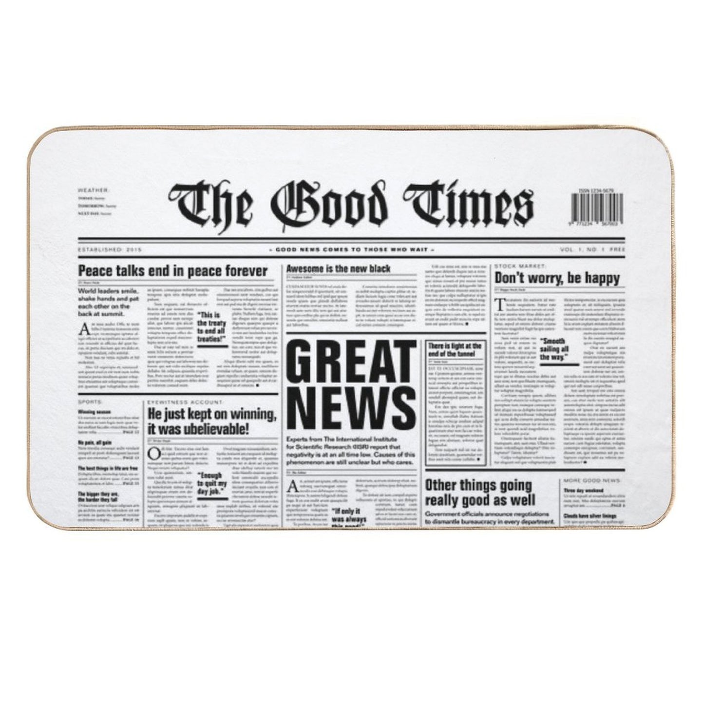 The Good Times Vol. 1, No. 1 Fade-Resistant Bath Mat
