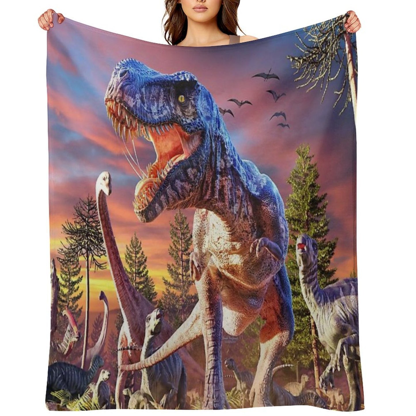T-Rex_Attack Premium Throw Blanket