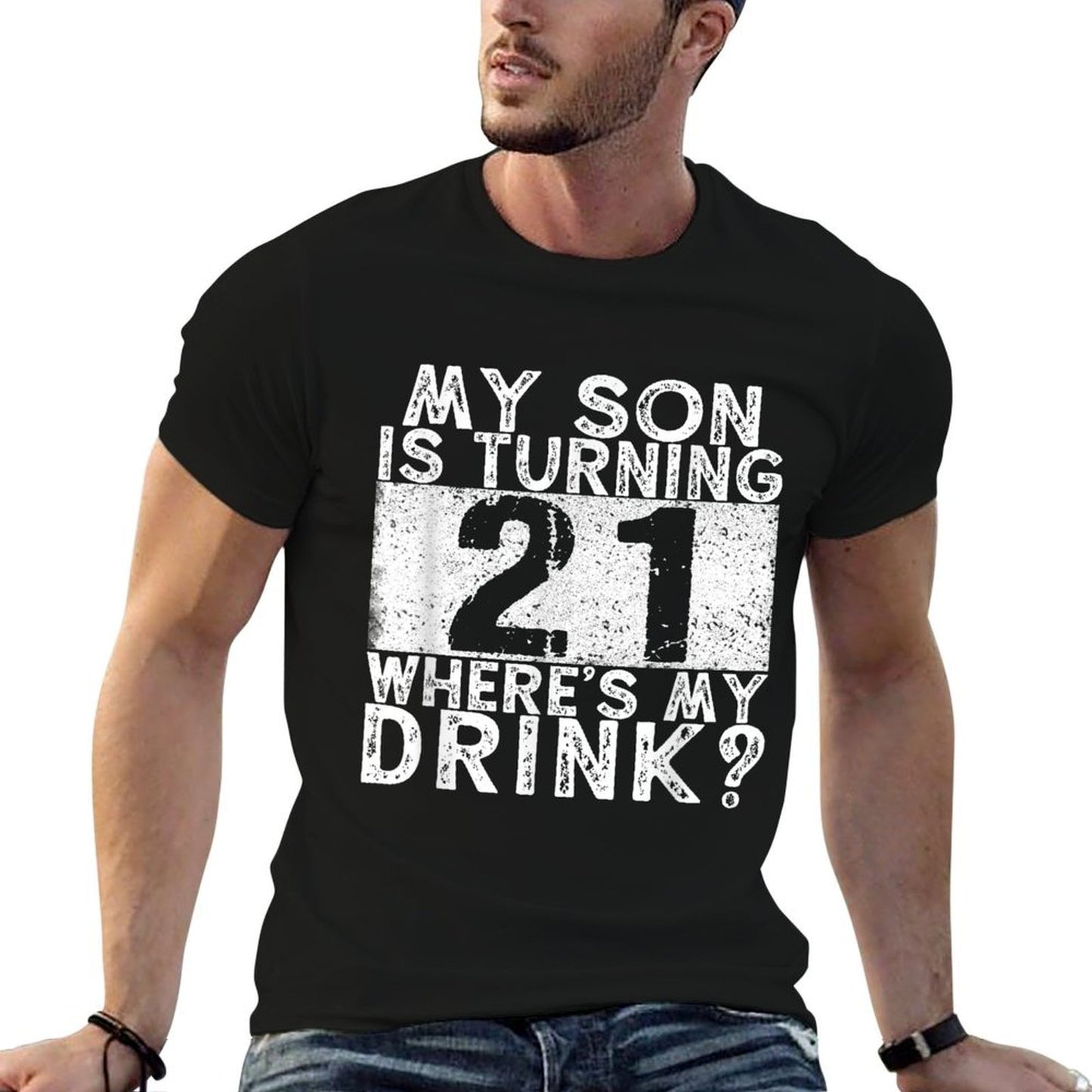 21st Birthday Dad Mom 21 Year Old Son Matching Family Cotton T-Shirt