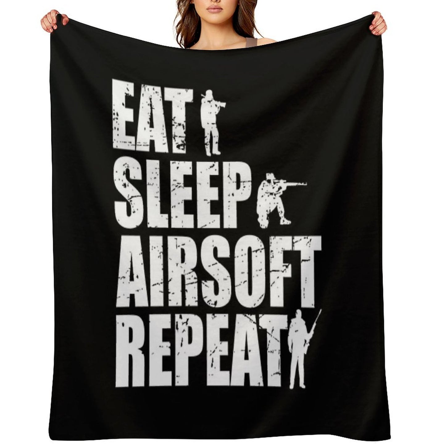 Eat Sleep Airsoft Repeat Eco-conscious Throw Blanket