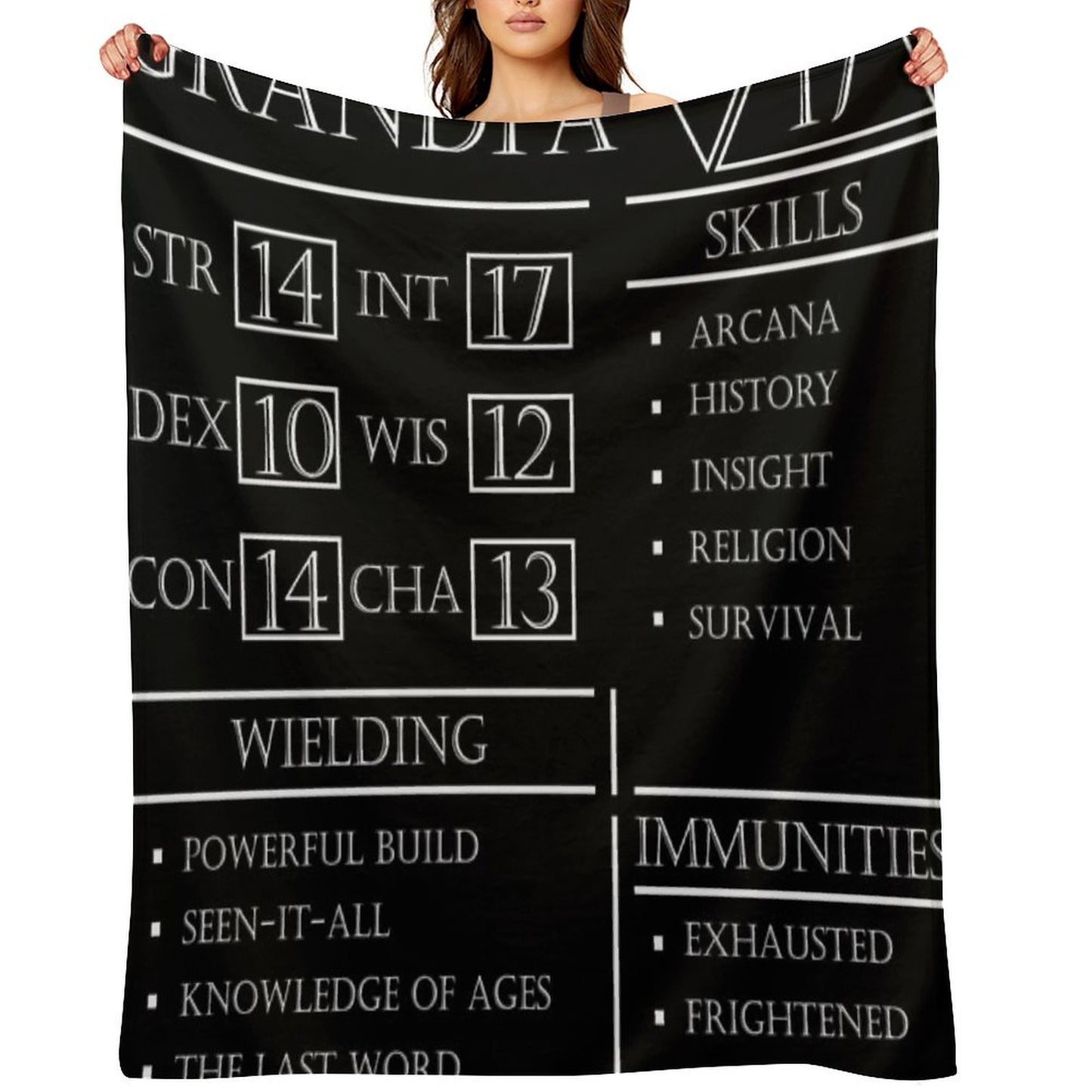 Grandpa Stats - Character Sheet - White Lightweight Throw Blanket