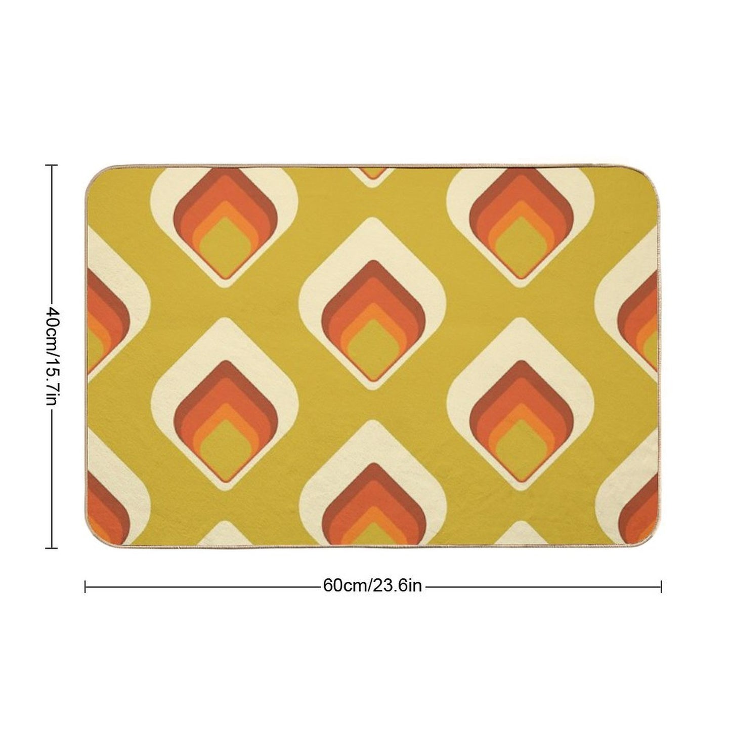 Mid-Century Modern Goldenrod And Cream Tear Drop Rapid-Drying Bath Mat