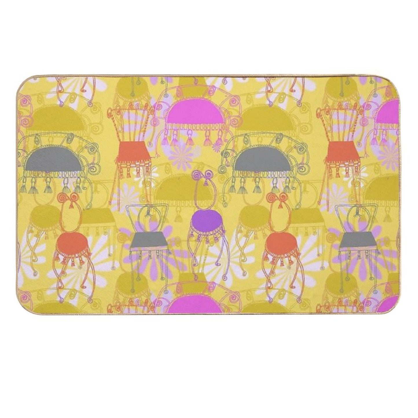 Fancy Chairs with Spirals And Tassels Multi-Purpose Bath Mat