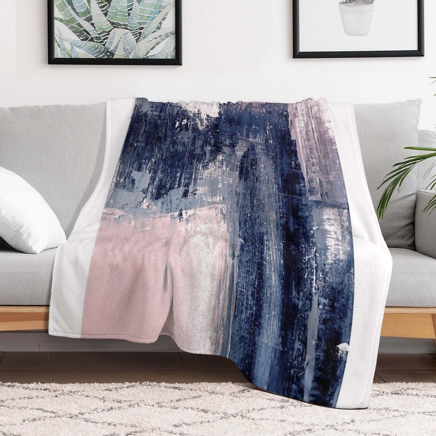 Pink And Navy 1 Durable Throw Blanket